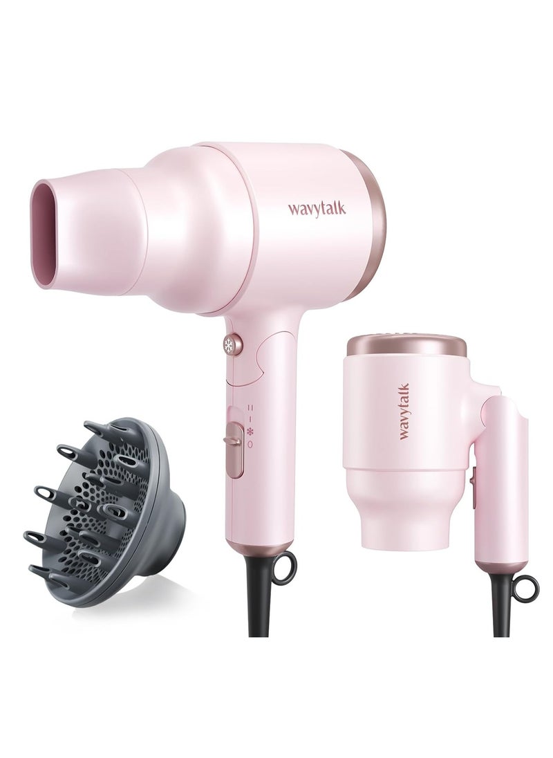 Blow Dryer With Diffuser, Mini Hair Dryer With Folding Handle, 1600W Quiet Lightweight Hairdryer With Diffuser Compact Design, Pinky White - pzsku/Z6DD8BB829A7270DD073DZ/45/_/1740884600/ae11d4a0-5eba-4c1f-a54f-1d55fc1b8c62