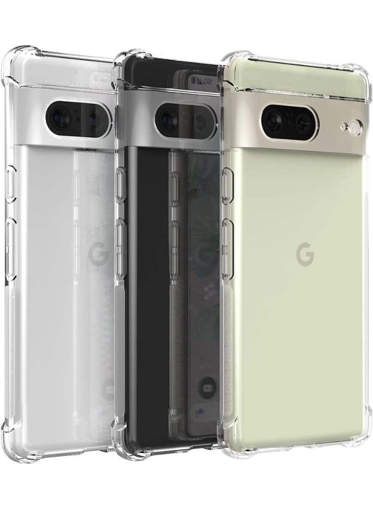 جراب متوافق مع Google Pixel 8، غطاء شفاف من السيليكون (TPU) مقاوم للصدمات، مزود بحماية للكاميرا وزوايا معززة ضد الصدمات - شفاف. - Image 5