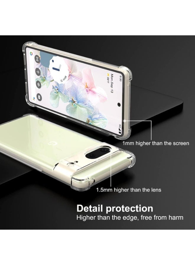 جراب متوافق مع Google Pixel 8، غطاء شفاف من السيليكون (TPU) مقاوم للصدمات، مزود بحماية للكاميرا وزوايا معززة ضد الصدمات - شفاف. - Image 2