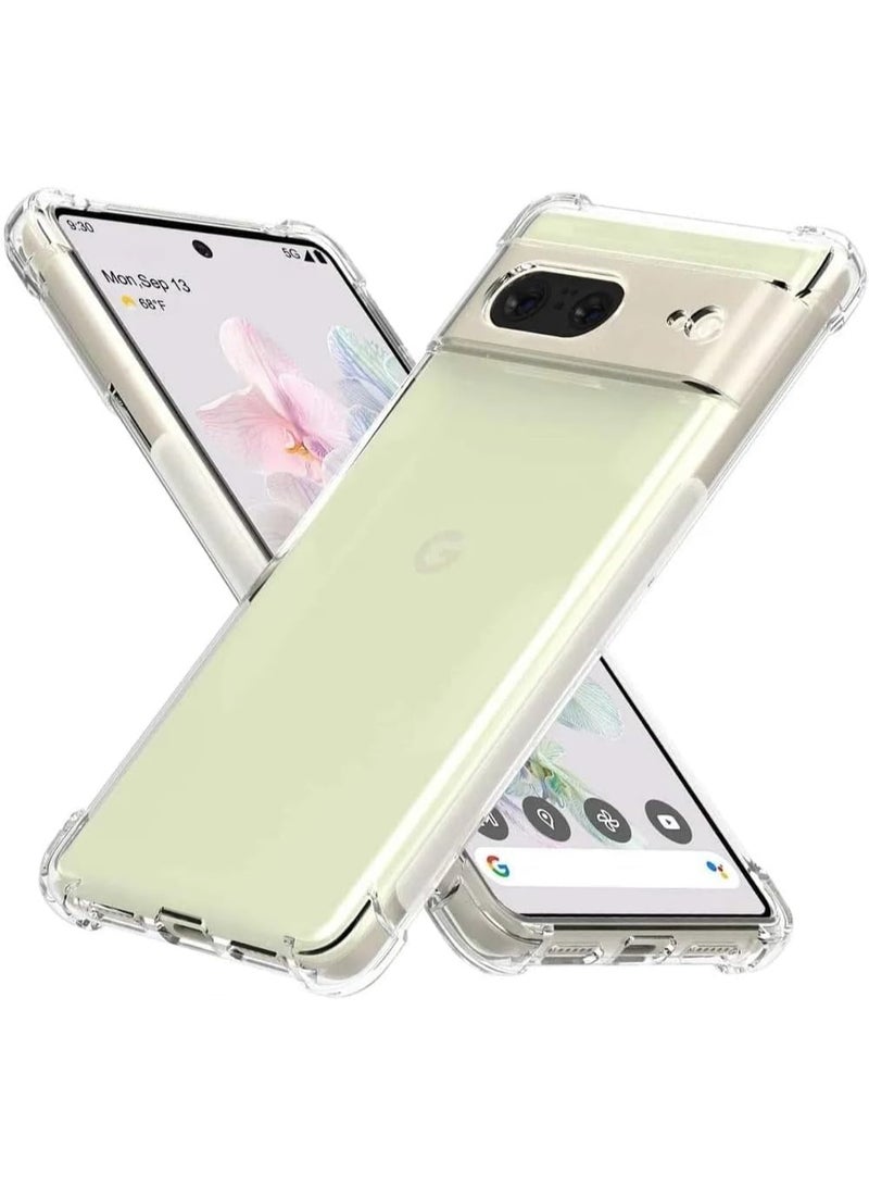 جراب متوافق مع Google Pixel 8، غطاء شفاف من السيليكون (TPU) مقاوم للصدمات، مزود بحماية للكاميرا وزوايا معززة ضد الصدمات - شفاف. - Image 1