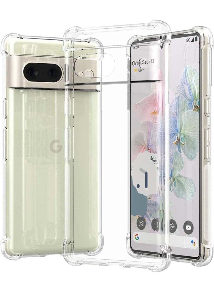 جراب متوافق مع Google Pixel 8، غطاء شفاف من السيليكون (TPU) مقاوم للصدمات، مزود بحماية للكاميرا وزوايا معززة ضد الصدمات - شفاف. - Image 4
