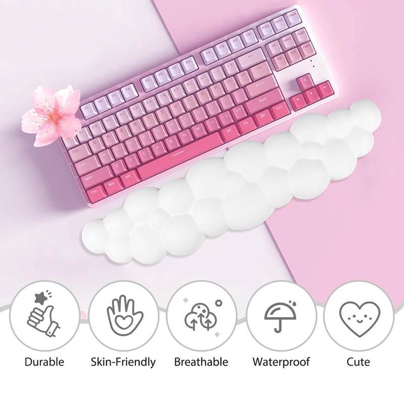 JIKIOU Upgrade Leather Cloud Keyboard Wrist Rest, Cloud Wrist Rest with Non-Slip PU Base, Comfortable Memory Foam Wrist Rest for Computer Laptop Mac Gaming Office and Pain Relief Wish New Year Gift - Image 4