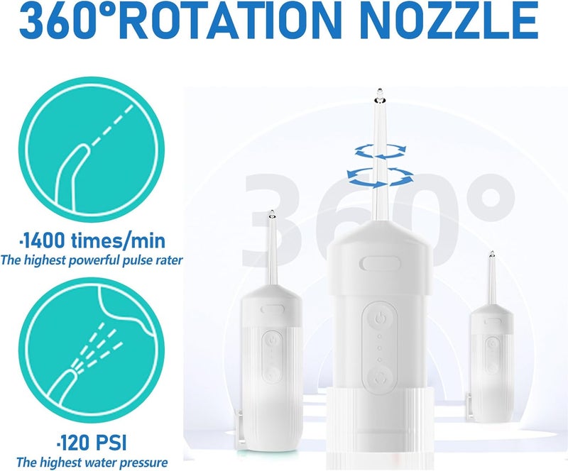 houscly Portable Water Flosser for Teeth Travel Mini Small Water Flosser Compact Electric Oral Irrigator Dental Flossing for Teeth Cleaning Cordless Advanced Tonsil Stone Kids Adults Braces - Image 4