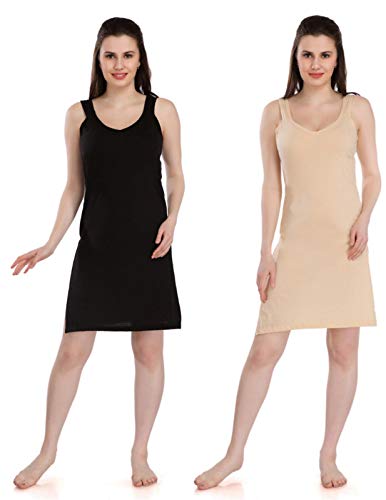 Splash Cotton Rich Camisole Slip for Women| Long Kurti Slip/Suit Slip/Camisole Slip Knee Length - Pack of 2 - Image 1