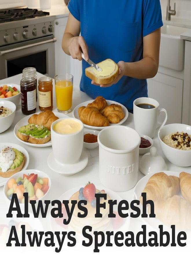 Priority Chef وعاء زبدة فرنسي من بريوريتي شيف مع غطاء، يحافظ على الزبدة قابلة للدهن وطازجة، وعاء مثالي لوضعه على سطح المطبخ، طبق زبدة فرنسي مثالي للخبز والتوست، هدية مطبخ مثالية، أبيض - Image 4