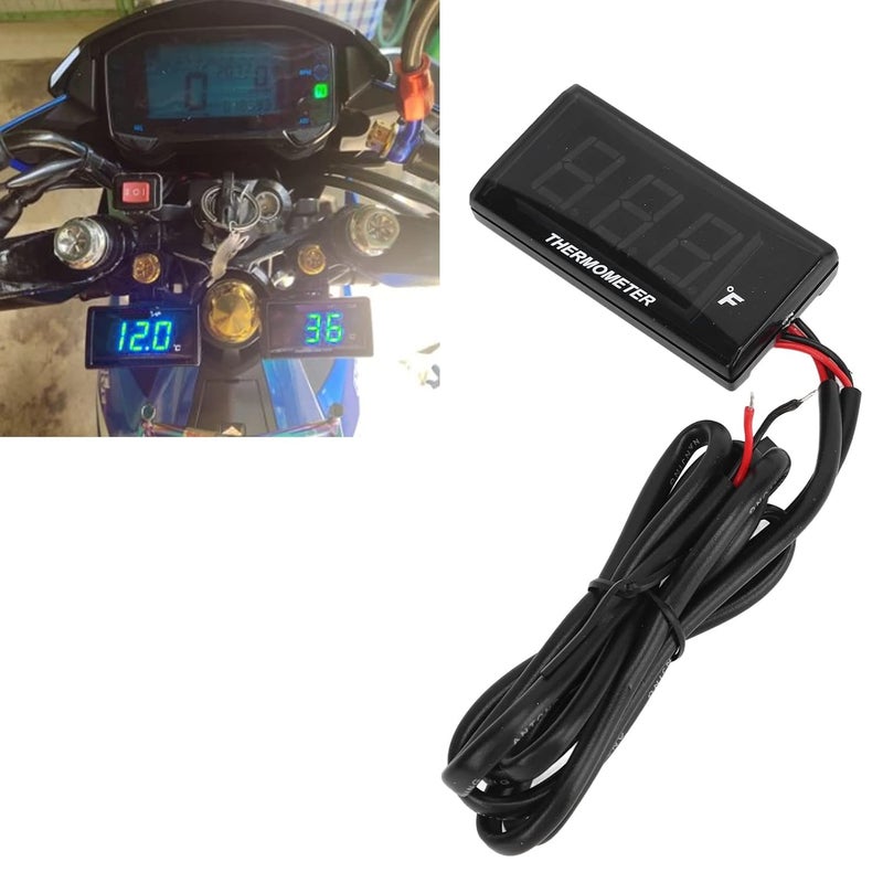 Motorcycle Water Temperature Gauge, Ultra Thin LCD Display, ABS Housing, DC 12V - Waterproof Design, Accurate Measurement, Universal Fit for Outdoor Riding (Green) - Image 5