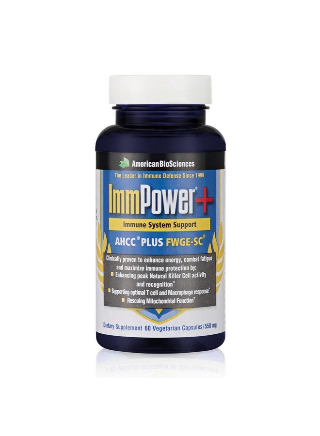 American BioSciences American BioSciences ImmPower Plus - Immune Support and Mitochondrial Rescue - AHCC & Fermented Wheat Germ Extract - Mushroom Extract Supplement - 60 Vegetarian Capsules, 550mg/capsule - Image 1