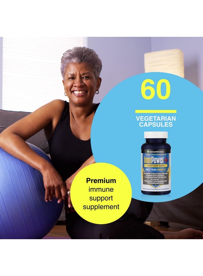 American BioSciences American BioSciences ImmPower Plus - Immune Support and Mitochondrial Rescue - AHCC & Fermented Wheat Germ Extract - Mushroom Extract Supplement - 60 Vegetarian Capsules, 550mg/capsule - Image 3