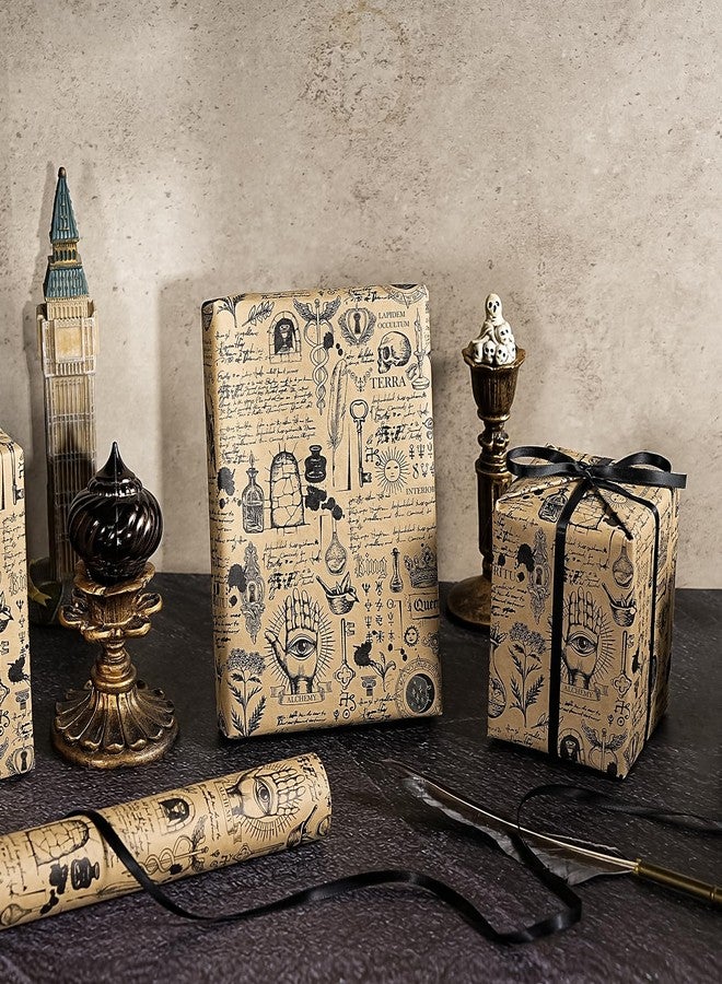 WRAPAHOLIC Kraft Gothic Wrapping Paper - Mini Roll - 17 Inch x 16.5 Feet - Vintage Medical Wrapping Paper for Halloween Deco, Birthday Gift Wrap - Image 4