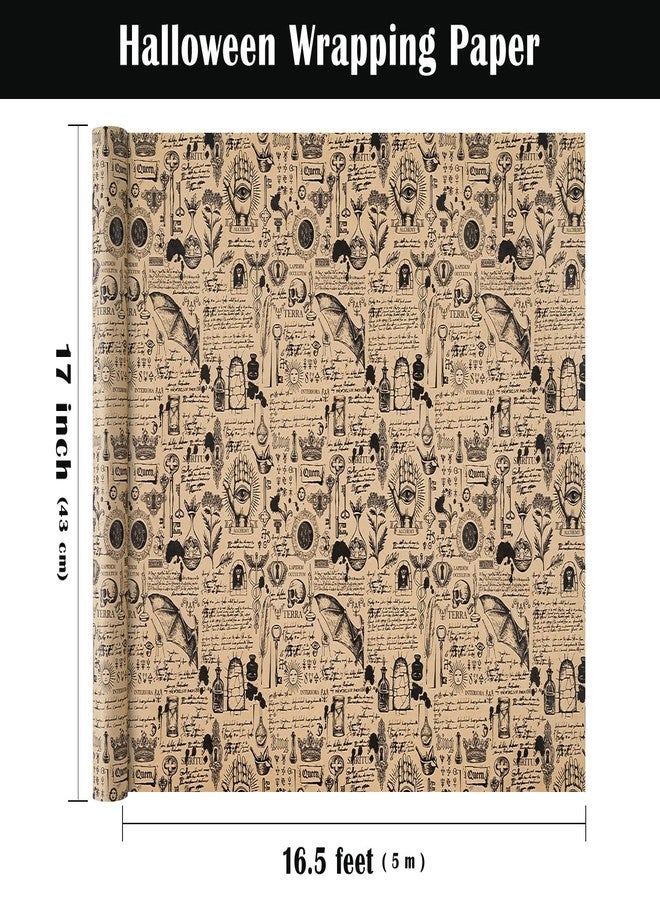 WRAPAHOLIC Kraft Gothic Wrapping Paper - Mini Roll - 17 Inch x 16.5 Feet - Vintage Medical Wrapping Paper for Halloween Deco, Birthday Gift Wrap - Image 3
