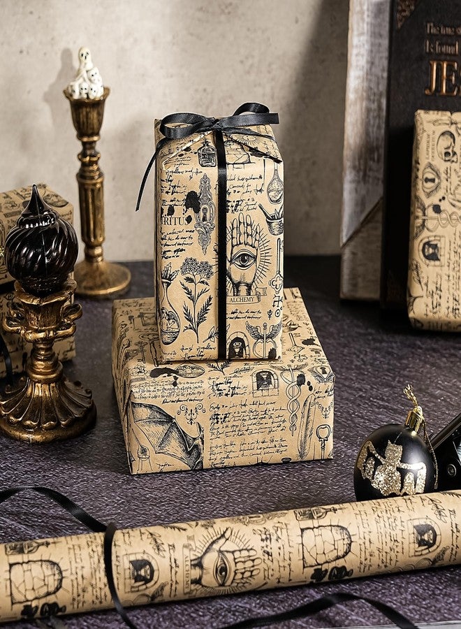 WRAPAHOLIC Kraft Gothic Wrapping Paper - Mini Roll - 17 Inch x 16.5 Feet - Vintage Medical Wrapping Paper for Halloween Deco, Birthday Gift Wrap - Image 5