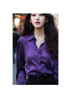 Satin Grape Purple Shirt French Unique Autumn 2024 Purple