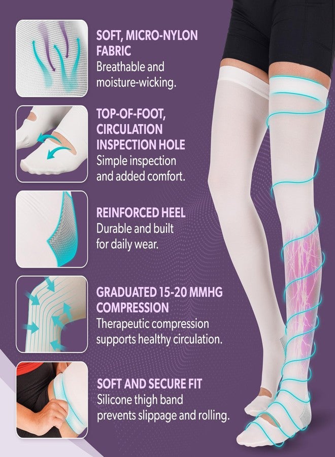 BraceAbility Anti Embolism Compression Stockings - Thigh High Medical TED Hose 15-20 mmHg with Top Toe Inspection Hole for Men, Women, Post Surgery Recovery, Varicose Veins, DVT Prevention (2XL) - Image 3
