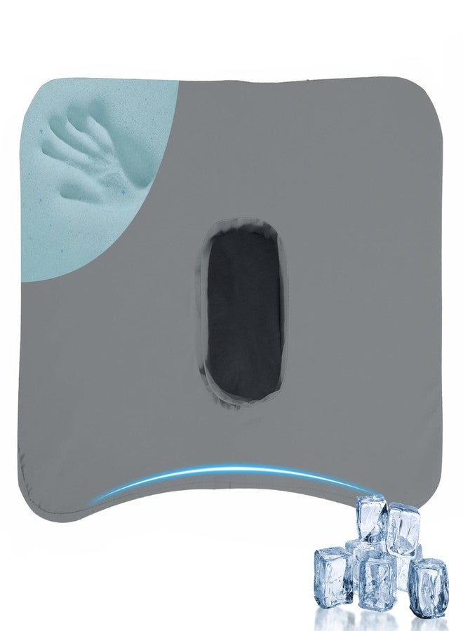 GIVANLEE Ear Piercing Pillow for Side Sleepers,Comfort Ear Pillow with Hole,Memory Foam Ear Pillow with Cooling Cover for Side Sleeping Ear Pain Relief (Grey-4" Height,One Hole 15.74"x11.8") - Image 1