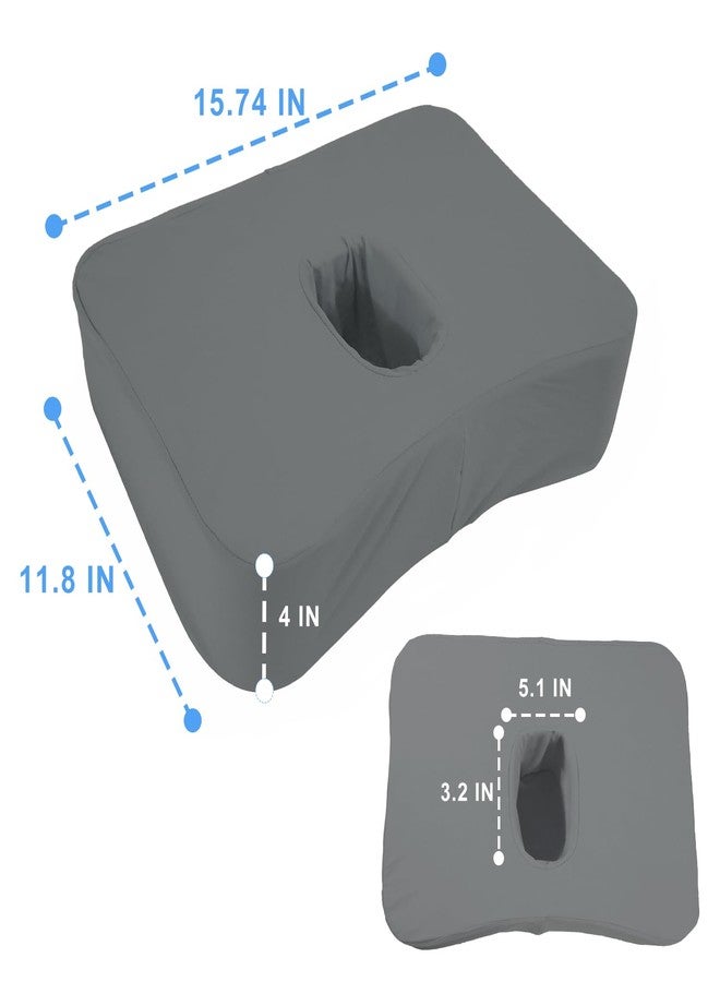 GIVANLEE Ear Piercing Pillow for Side Sleepers,Comfort Ear Pillow with Hole,Memory Foam Ear Pillow with Cooling Cover for Side Sleeping Ear Pain Relief (Grey-4" Height,One Hole 15.74"x11.8") - Image 2