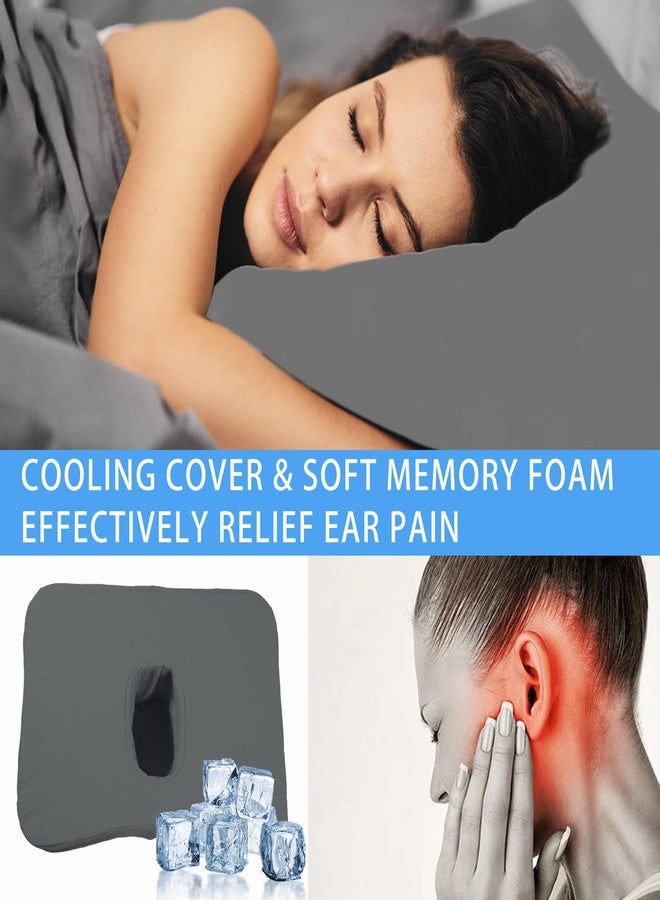 GIVANLEE Ear Piercing Pillow for Side Sleepers,Comfort Ear Pillow with Hole,Memory Foam Ear Pillow with Cooling Cover for Side Sleeping Ear Pain Relief (Grey-4" Height,One Hole 15.74"x11.8") - Image 3