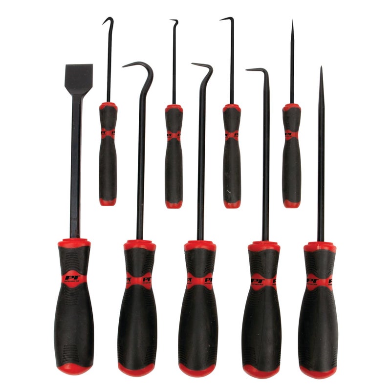 Performance Tool W948 9Piece HookPickScraper SetBlackRed