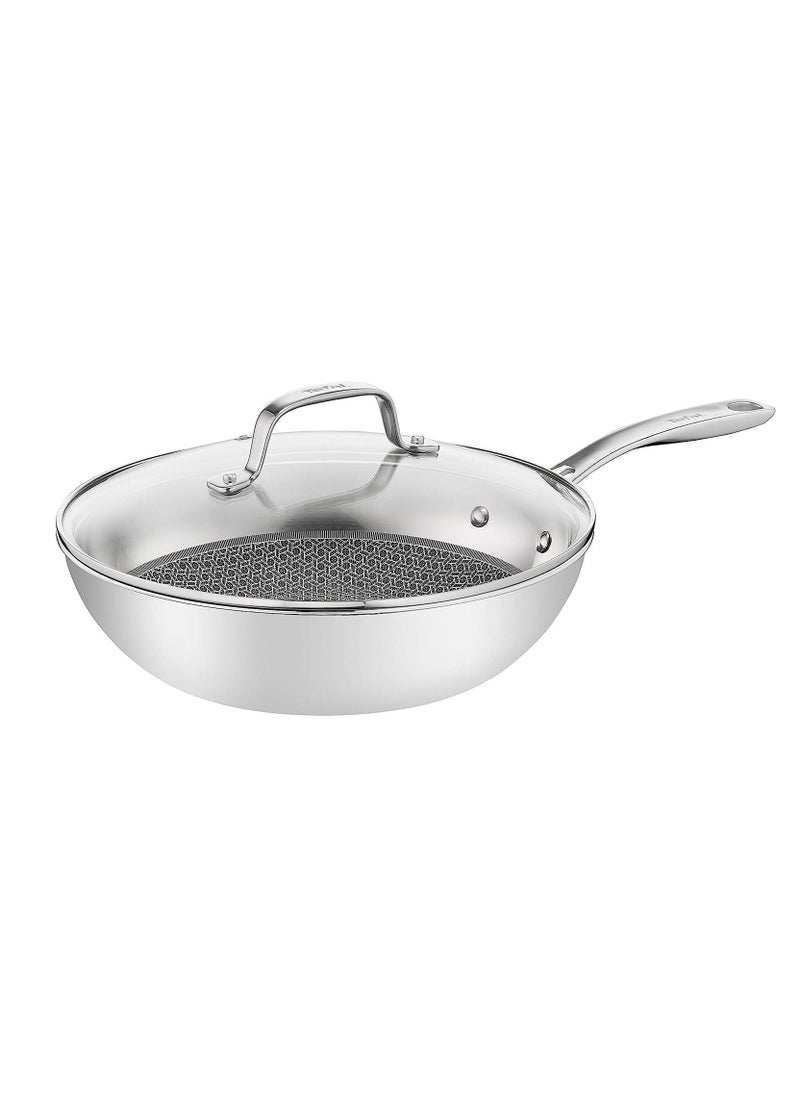 Tefal - Tefal E49716 Eternal Mesh Wok Frying Pan With Lid 28 cm Secure and Scratch Resistant Mesh Seal Three Layer Pan  Induction Cooker Compatible For All Types Of Stoves - Image 1