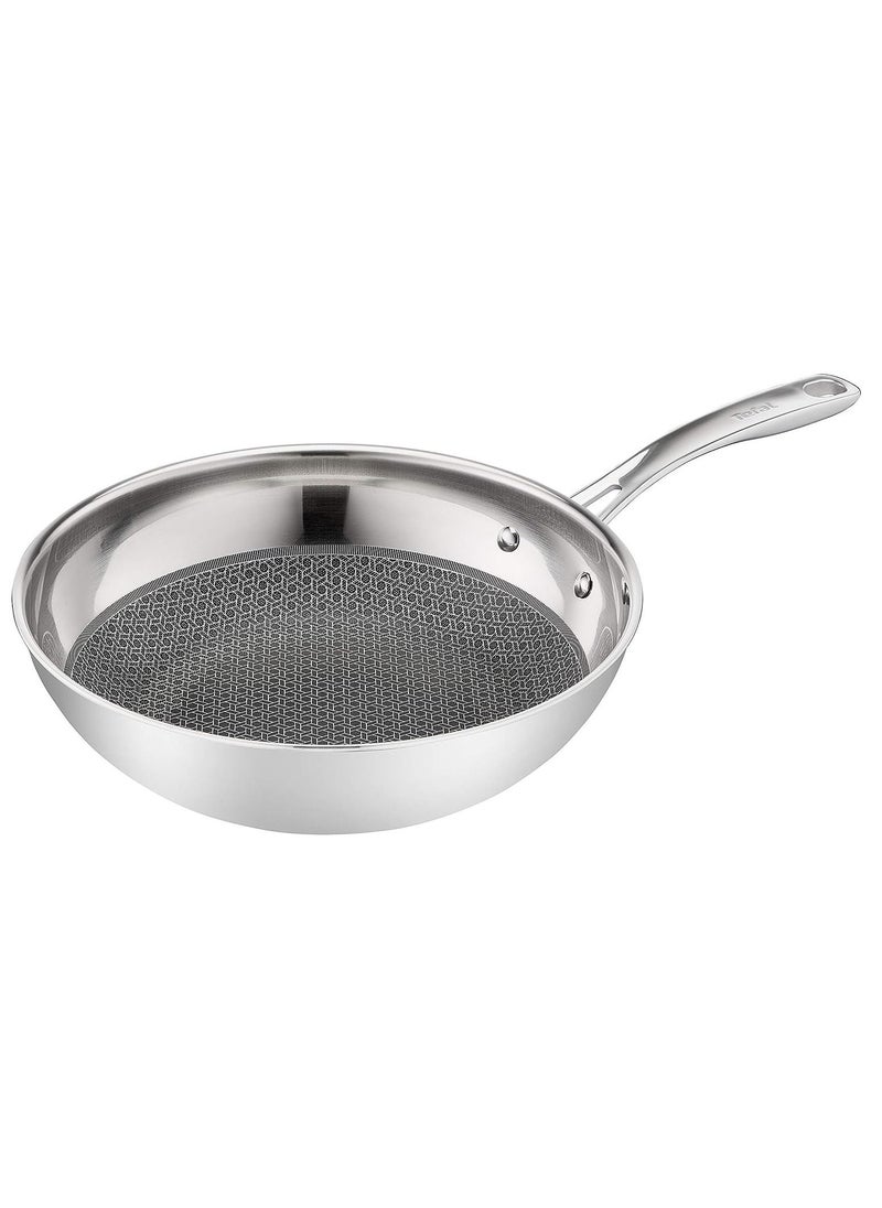 Tefal - Tefal E49716 Eternal Mesh Wok Frying Pan With Lid 28 cm Secure and Scratch Resistant Mesh Seal Three Layer Pan  Induction Cooker Compatible For All Types Of Stoves - Image 1
