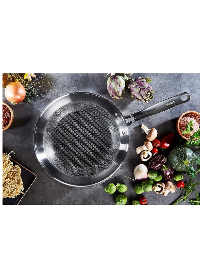 Tefal - Tefal E49716 Eternal Mesh Wok Frying Pan With Lid 28 cm Secure and Scratch Resistant Mesh Seal Three Layer Pan  Induction Cooker Compatible For All Types Of Stoves - Image 1