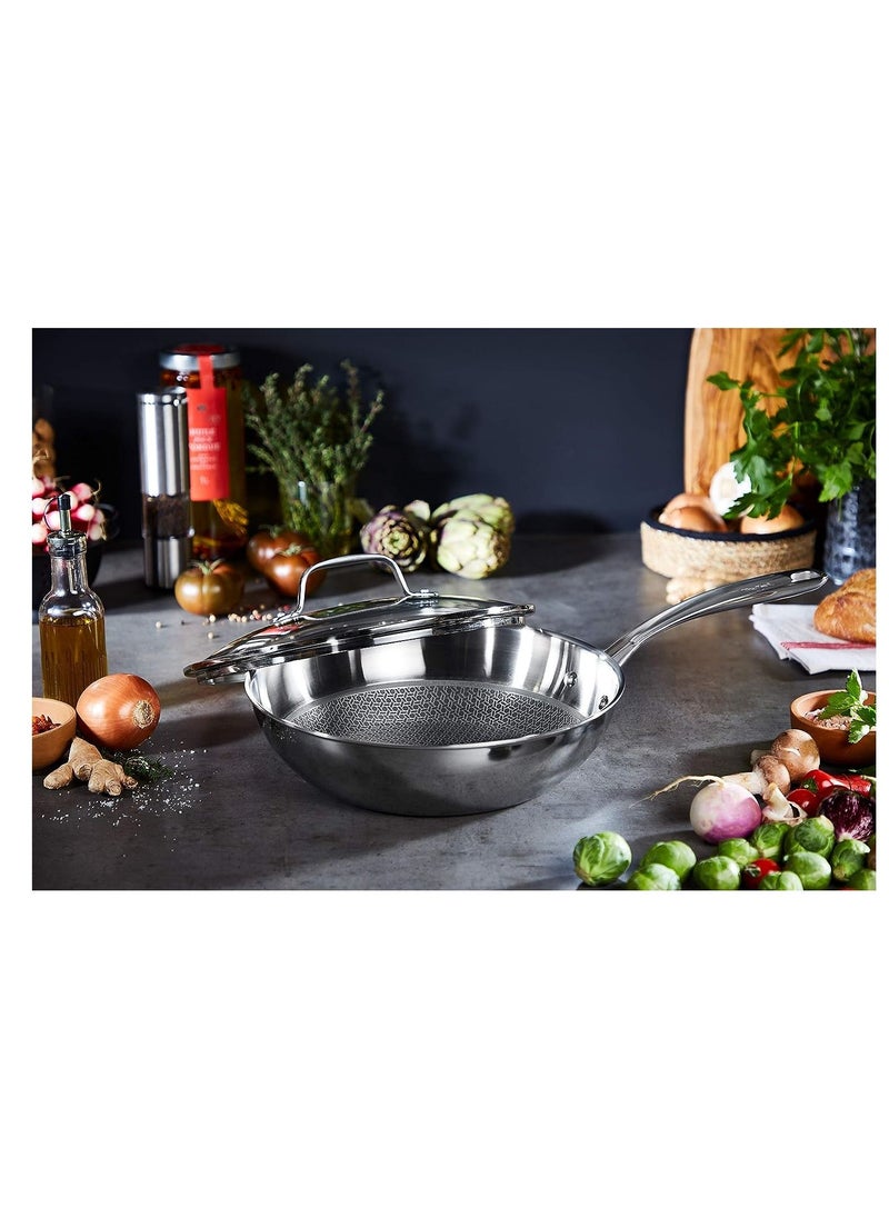 Tefal - Tefal E49716 Eternal Mesh Wok Frying Pan With Lid 28 cm Secure and Scratch Resistant Mesh Seal Three Layer Pan  Induction Cooker Compatible For All Types Of Stoves - Image 1