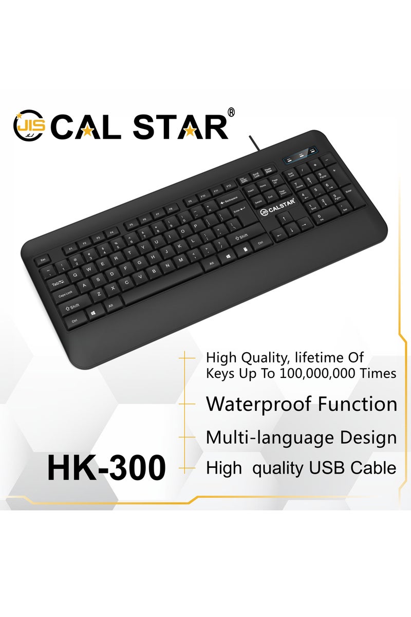 CAL STAR HK-300 Wired Keyboard & Mouse Combo + Extra Mouse Pad for Office – Spill-Resistant, Waterproof, Adjustable Height, Non-Slip Mat, USB Plug-and-Play, Durable 1.4m Cable, Quiet Keys – Perfect for Home Use - Image 5