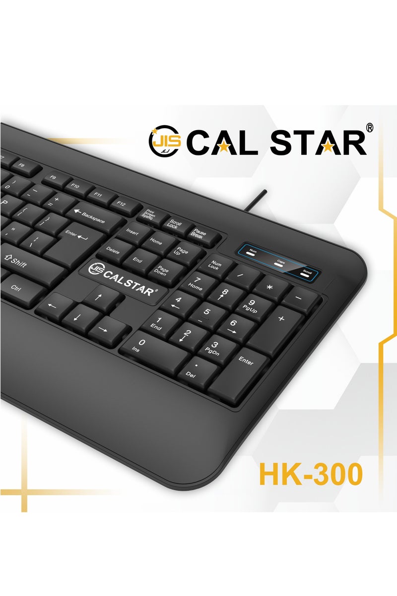 CAL STAR HK-300 Wired Keyboard & Mouse Combo + Extra Mouse Pad for Office – Spill-Resistant, Waterproof, Adjustable Height, Non-Slip Mat, USB Plug-and-Play, Durable 1.4m Cable, Quiet Keys – Perfect for Home Use - Image 4