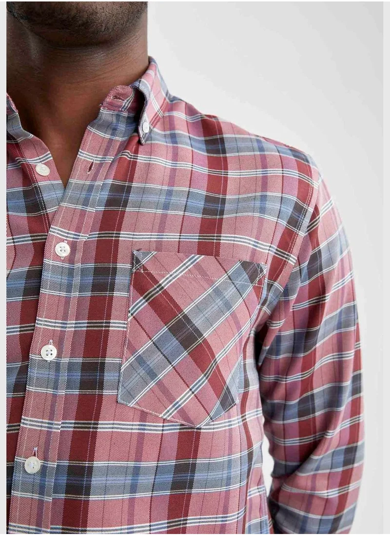 DeFacto Modern Fit Long Sleeve Check Patterned Shirt