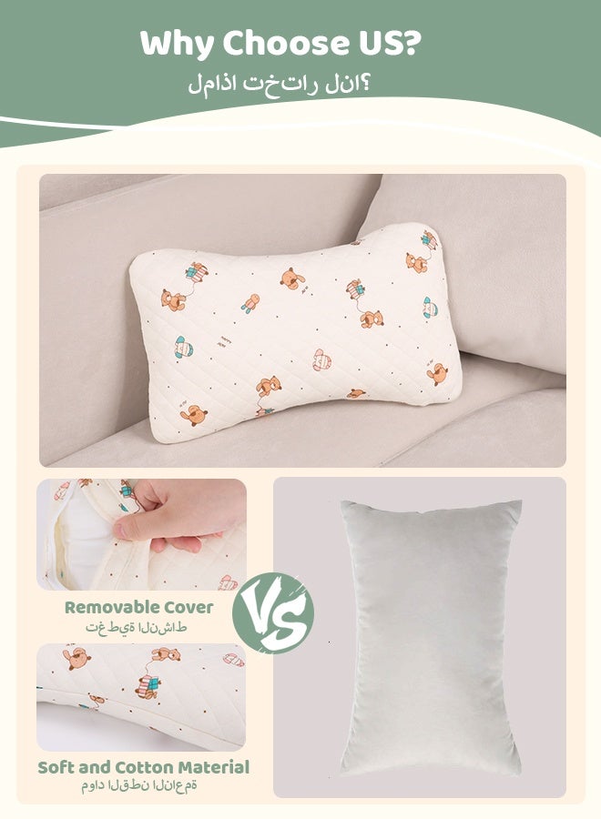 وسادة صغيرة للنوم، وسادة الرقبة ودعم الخصر، وسادة السفر للطائرات والسيارات والمكاتب والمنزل - وسادة صغيرة ناعمة وقابلة للغسل على الجانب النائم، وردي - 1 - Image 3