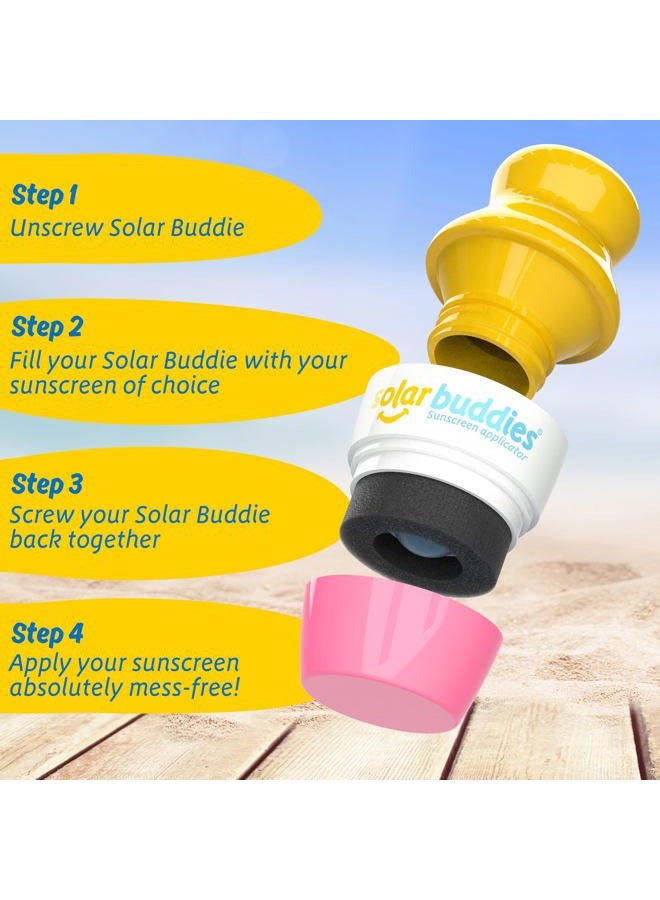 Solar Buddies Bag Bundle Set For Refillable Roll On Sunscreen Suncream Applicator Bag Bundle With Applicator Carabina Clip For Families, Kids, Adults, Travel Set (Pink) - Image 4