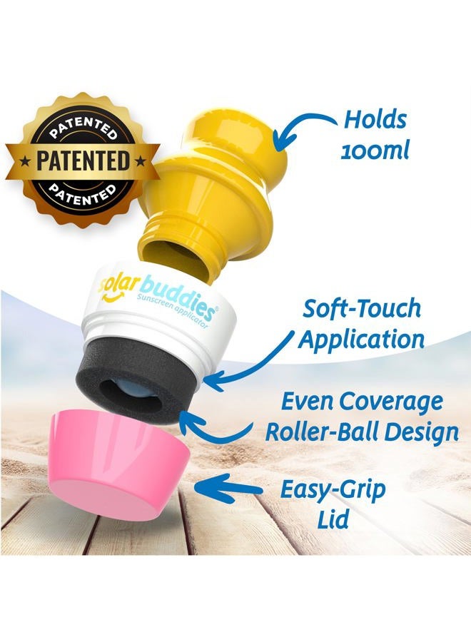 Solar Buddies Bag Bundle Set For Refillable Roll On Sunscreen Suncream Applicator Bag Bundle With Applicator Carabina Clip For Families, Kids, Adults, Travel Set (Pink) - Image 2