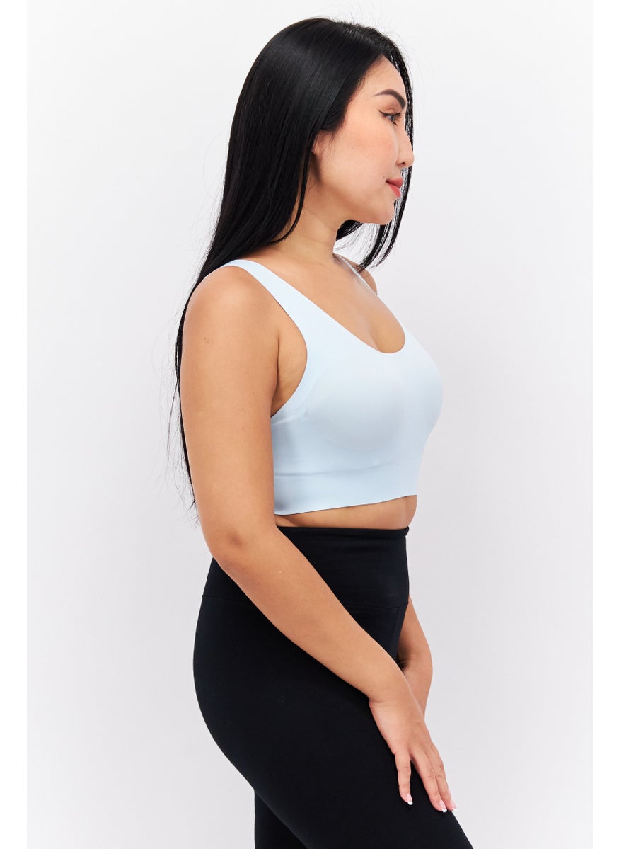 Adidas Women Brand Logo Lightly Padded Sports Bra, Light Turquoise  - Image 2