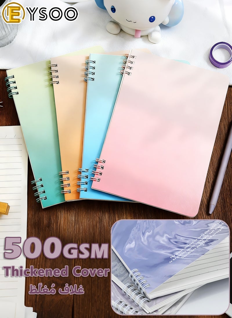  إيسو دفاتر EYSOO الحلزونية مقاس A5 (4 قطع) – ورق مسطر للجامعة بـ 60 ورقة / 120 صفحة – مفكرة بغلاف صلب كدفاتر حلزونية مسطرة للمكتب والمدرسة والكتابة. - Image 3