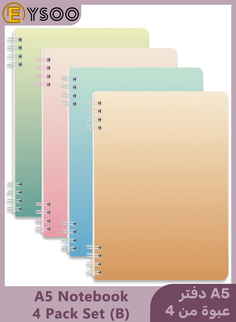  إيسو دفاتر EYSOO الحلزونية مقاس A5 (4 قطع) – ورق مسطر للجامعة بـ 60 ورقة / 120 صفحة – مفكرة بغلاف صلب كدفاتر حلزونية مسطرة للمكتب والمدرسة والكتابة. - Image 1