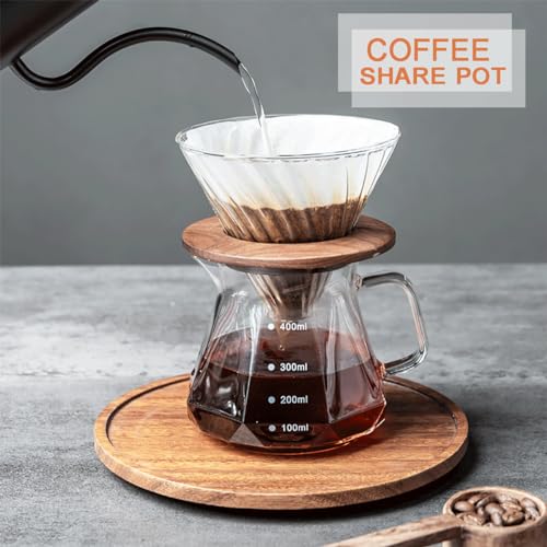 COFISUKI Glass Coffee Server for Drip Coffee Maker,Diamond Fashion Design Glass Coffee Carafe, Coffee Pot with Lid, Clear, 600ml(20oz) - Image 5