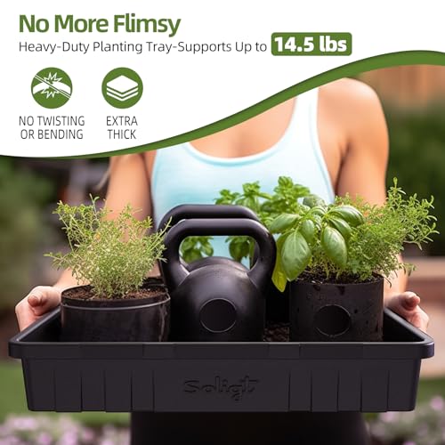 SOLIGT Extra Thick Heavy Duty 10 Pack Seed Starting Trays - Microgreens Growing Trays Seedling Plant Germination Starter Tray Transplant Fodder Flats, No Holes, No Leakage, Reusable, 14 * 10.8 * 2.3" - Image 2