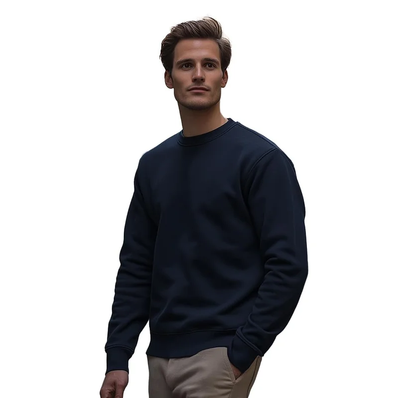 نوبيرو NOBERO Men Navy Cotton Crew Neck Sweatshirt