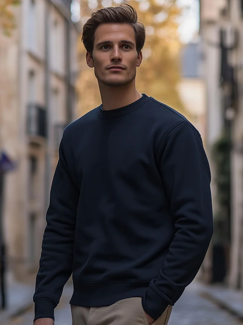 NOBERO NOBERO Men Navy Cotton Crew Neck Sweatshirt