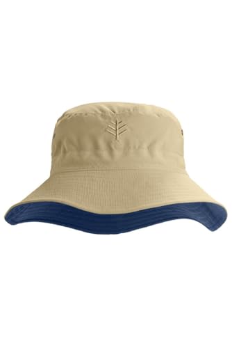 Coolibar Reversible Bucket Hat - UPF 50+ Sun Protection - Landon in Tan/Navy - Image 2