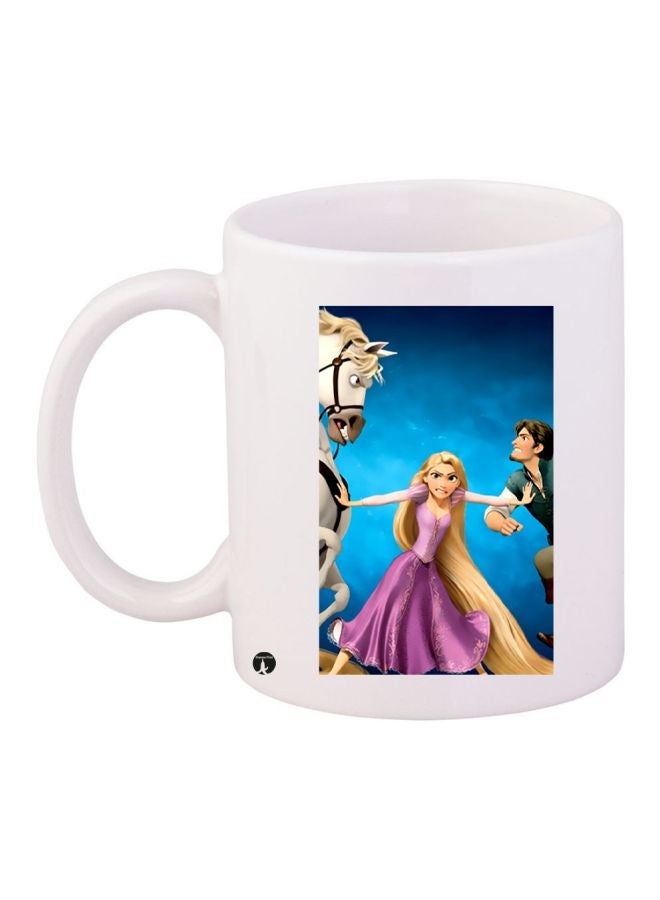 Tangled Cartoon Printed Coffee Mug White/Blue/Purple 11ounce