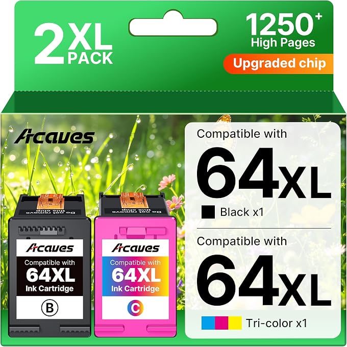 for 64XL Ink Cartridges 2 Pack
