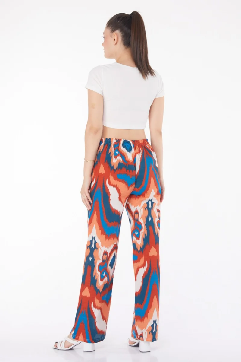 Tofisa Plain Mid Women's Orange Patterned Trousers - 13223