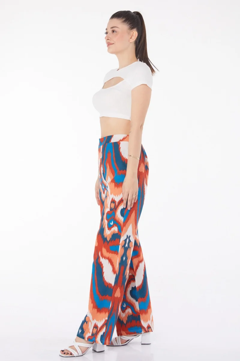 Tofisa Plain Mid Women's Orange Patterned Trousers - 13223