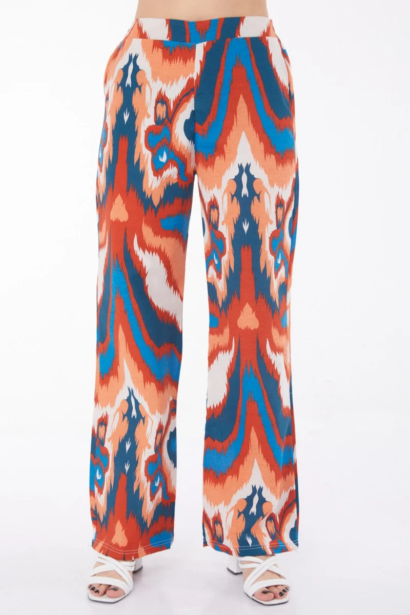 Tofisa Plain Mid Women's Orange Patterned Trousers - 13223
