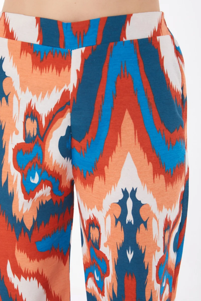 Tofisa Plain Mid Women's Orange Patterned Trousers - 13223