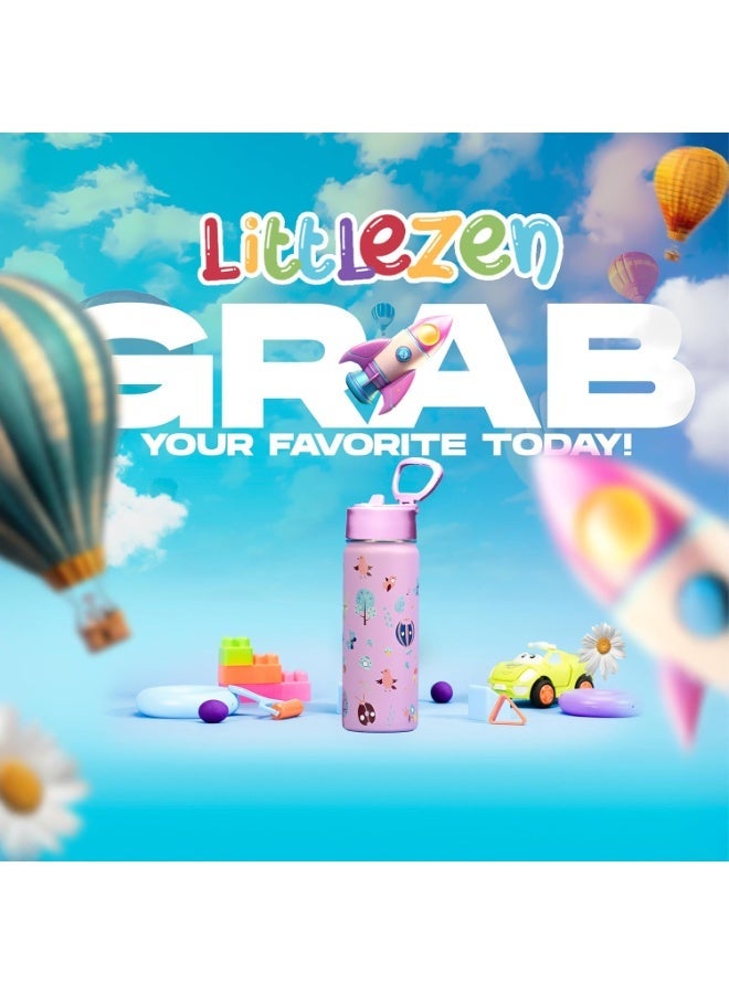 S2C Kids Water Bottle with Straw Lid – 550ml Stainless Steel, Double Wall Insulated, BPA-Free, Leak-Proof Bottle for School & Toddlers (PURPLE) - Image 3