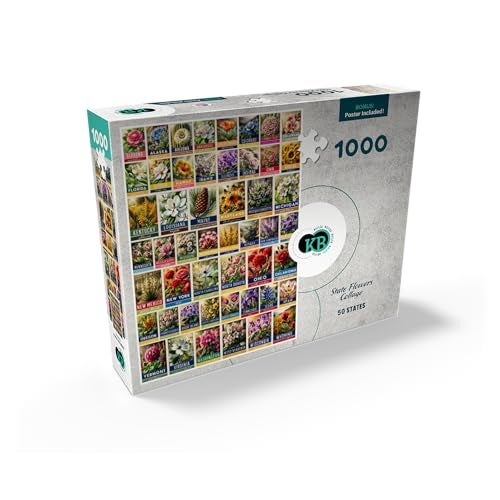 MyPuzzle.com MyPuzzle State Flowers Series 50 State Flowers Collage Vol 3 Premium 1000 Piece Jigsaw Puzzle for Adults - Image 5