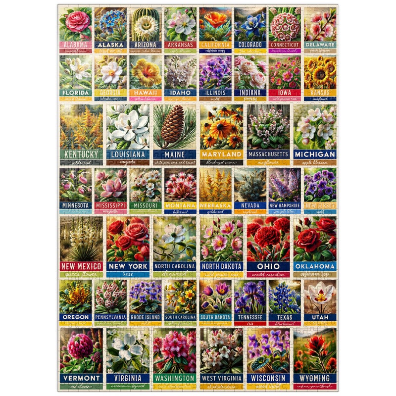 MyPuzzle.com MyPuzzle State Flowers Series 50 State Flowers Collage Vol 3 Premium 1000 Piece Jigsaw Puzzle for Adults - Image 3