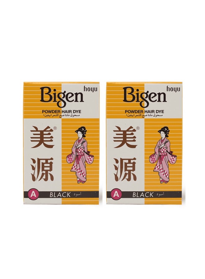 Bigen 2 PIECES OF Dye powder  black powder for hair color 6g - Image 1
