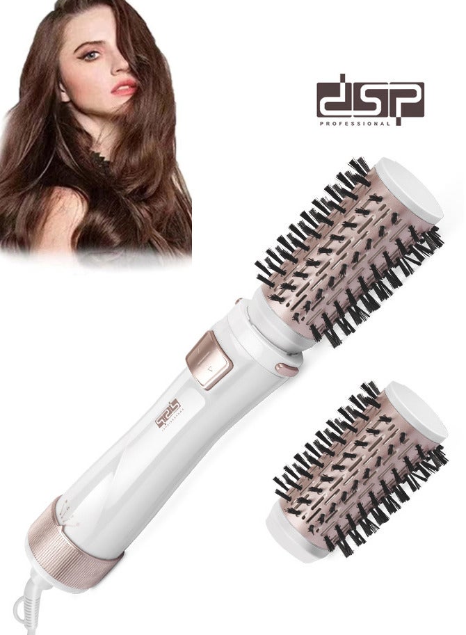 DSP 2 in 1 Hair Dryers & Hair Culers Set,1000W Blow Dryer Brush, Hair Styler with 2 Rechangeable Brushhead, Hot Air Brush Set for Hair Drying/Straightening/Curling/Hair Comb,50064,White - Image 1